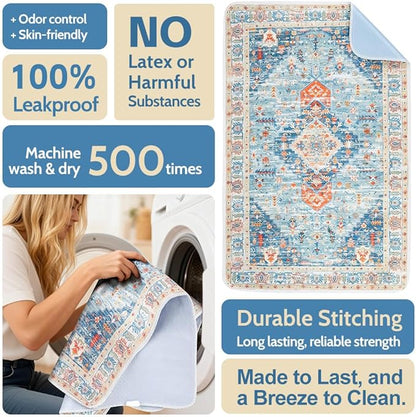 Washable Pee Pads for Dogs 2 Pack Reusable Puppy Training Pads 24"x18" Super Absorbent Waterproof Dog Training Pads, Non-Slip Potty Pads Whelping Pads Litter Mat Pet Supplies - Blue/Mix