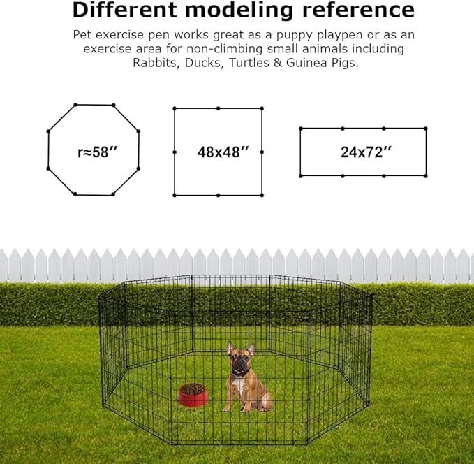 BestPet | Foldable Dog Playpen | 24 Inch, 8 Panels | Metal Pet Exercise Pen | Indoor Outdoor Portable Dog Fence with Door | Removable, Rust-Resistant Secure Pet Kennel | Easy to Assemble
