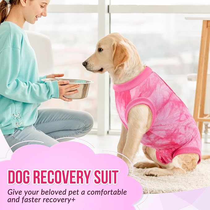SlowTon Dog Recovery Suit - Surgery Recovery Suit for Female Male Dogs, Dog Onesie After Spay Abdominal Wounds, E-Collar Cone Alternative Prevent Licking Pet Surgical Suit(Pink,L)
