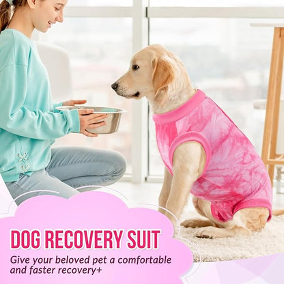 SlowTon Dog Recovery Suit - Surgery Recovery Suit for Female Male Dogs, Dog Onesie After Spay Abdominal Wounds, E-Collar Cone Alternative Prevent Licking Pet Surgical Suit(Pink,XXL)