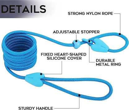 2 Pack Slip Leads for Dogs 6FT Slip Leash for Dogs Dog Lead Strong Nylon Dog Training Leash No Pull Rope Dog Leash Dog Leashes for Small Medium Dogs(Black+Black)