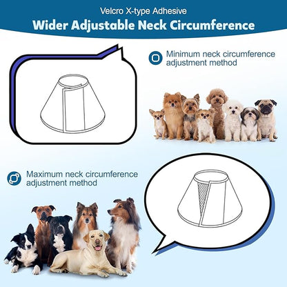 Soft Dog Cone Collar After Surgery: Long Alternative Comfortable Comfy Fabric Recovery Shame Elizabethan Stop Licking Small Medium Large Dogs (Blue, M)