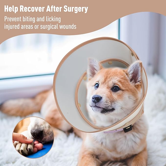Soft Dog Cone Collar for Large Medium Small Dogs - Adjustable Pet Recovery E-Collar, Tan XLarge Long