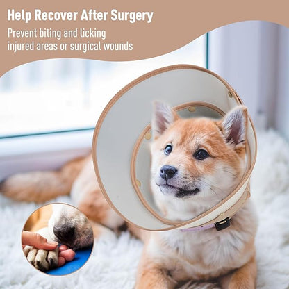 Soft Dog Cone Collar for Large Medium Small Dogs - Adjustable Pet Recovery E-Collar, Tan XLarge Long