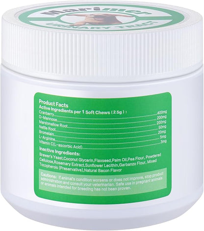 MARIMER Urinary Tract Support for Dogs – Cranberry, D-Mannose, Marshmallow Root & Vitamin C – Soft Chews for Bladder & Kidney Health – Chicken Flavor – 100 Count – for Dogs