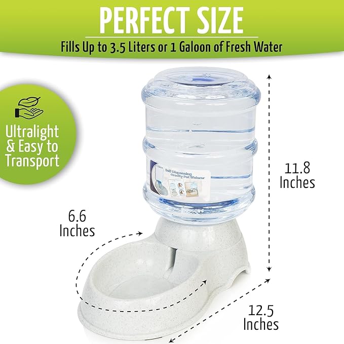 ZONETECH Pet Water Dispenser- Premium Quality Durable Self-Dispensing Gravity 3.7 Liters Capacity Suitable for Medium and Large-Sized Cats and Dogs