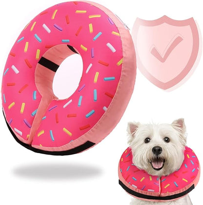 Inflatable Soft Dog Cone Collar for Small Medium Large Dogs & Cats Alternative After Surgery, Blow Up Pet Donut Neck Prevent from Biting Scratching, Comfy Adjustable Recovery Pillow