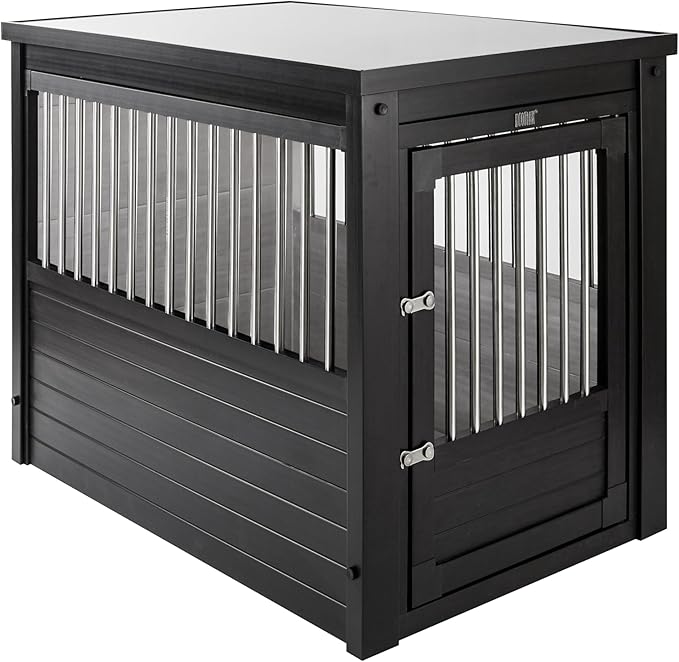 New Age Pet ECOFLEX InnPlace Dog Crate & End Table, Indoor Furniture Style Pet Kennel for Small, Medium, Large & XL Dogs, Durable Composite, Espresso Black, X-Large