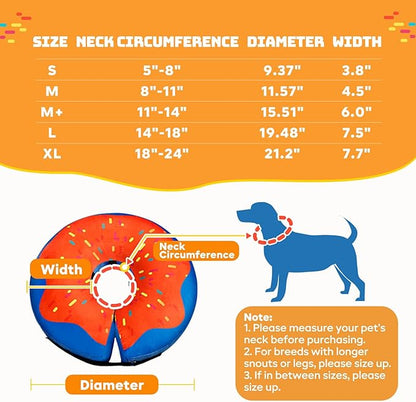 Gimars Inflatable Dog Cone Alternative Dog Donut Collar After Surgery, Soft Dog Neck Pillow Recovery Cone Collar, E Collar and Elizabethan Collar Alternative for Small and Medium Dogs - Orange M+