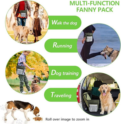 kissleaf Dog Treat Pouches for Pet Training with Magnetic Closure Treat Pouches for Pet Training,Large Dog Treat Training Pouch and Dog Clicker,Training Treat Pouch Built-in Poop Bag Dispenser-Green
