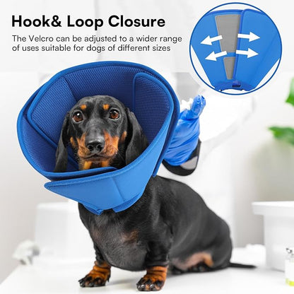 Queenmore Soft Dog Cones for Large Dogs,Comfy Dog Cone for Dogs to Stop Licking After Surgery,Adjustable Pet Cone Alternative for Wound Healing,Blue,X-Large