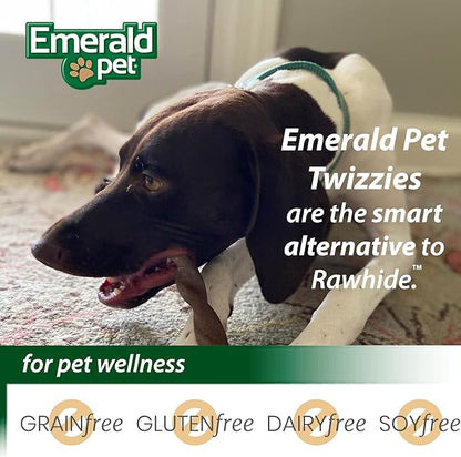 Emerald Pet - Dog Chews, Chew Treats, Rawhide Free, All-Natural Chew Sticks, Lasting Dog Treat, 100% Digestible, Grain-Free, Gluten-Free (Twizzies, Size 6), Pink, 00213