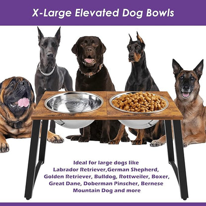 Elevated Dog Bowls for X-Large Dogs with Spill Proof Mat 2 X-Large 3000ML(13CUPS) Stainless Steel Dog Bowls, 16.5" Tall Raised Dog Bowl Stand,Dog Food & Water Bowls for Large, Extra Large Dogs