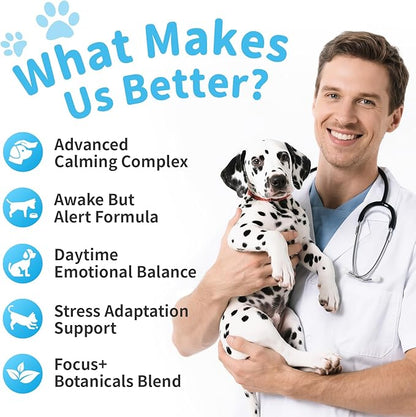 Calming Chews for Dogs – Calming Treats for Anxiety, Stress, Separation, Travel & Thunder, Non-Drowsy Alternative to Melatonin, Calm & Focus with Chamomile & Ashwagandha, Bacon Flavor, 90Ct