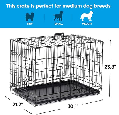 ZENY 30/36/42 inch Dog Crate Double Door Folding Metal Dog or Pet Crate Kennel with Tray and Handle