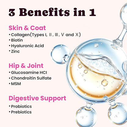 Premium Collagen for Dogs & Cats – 5 Types of Grass-Fed Collagen (I, II, III, V & X), Fast Allergy & Itch Relief Dog Colágeno with MSM, Biotin & Hyaluronic Acid – Supports Healthy Skin & Joints –120ml