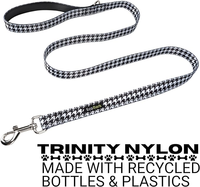 EcoBark Dog Leash - Soft & Reflective Comfort Leash with Padded Handle - Safe, Strong, & Durable for Small, Medium or Large Dogs (Houndstooth)