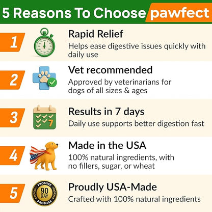 PAWFECTCHEW Pumpkin Powder for Dogs - 8oz Powdered Supplement High Fiber for Dogs Stool Softener - Treat Diarrhea, Constipation, Upset Stomach, Food Sensitivity - Improve Digestion - Made in USA