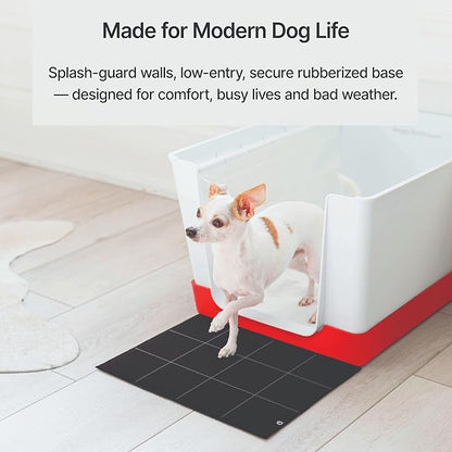 Indoor Dog Potty with High Walls and Low Entry for Small Dogs — Vertical Pad Holder, Splash Guard, and Clean Modern Design by DoggyBathroom (Red, Mini)