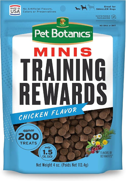 Pet Botanics 4 oz. Pouch Training Rewards Mini Soft & Chewy, Chicken Flavor, with 200 Treats Per Bag, The Choice of Top Trainers