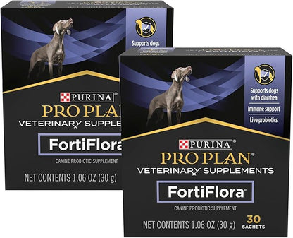 Purina Pro Plan Veterinary Supplements FortiFlora Dog Probiotic Supplement, Canine Nutritional Supplement 30 Ct. Box (Pack of 2)