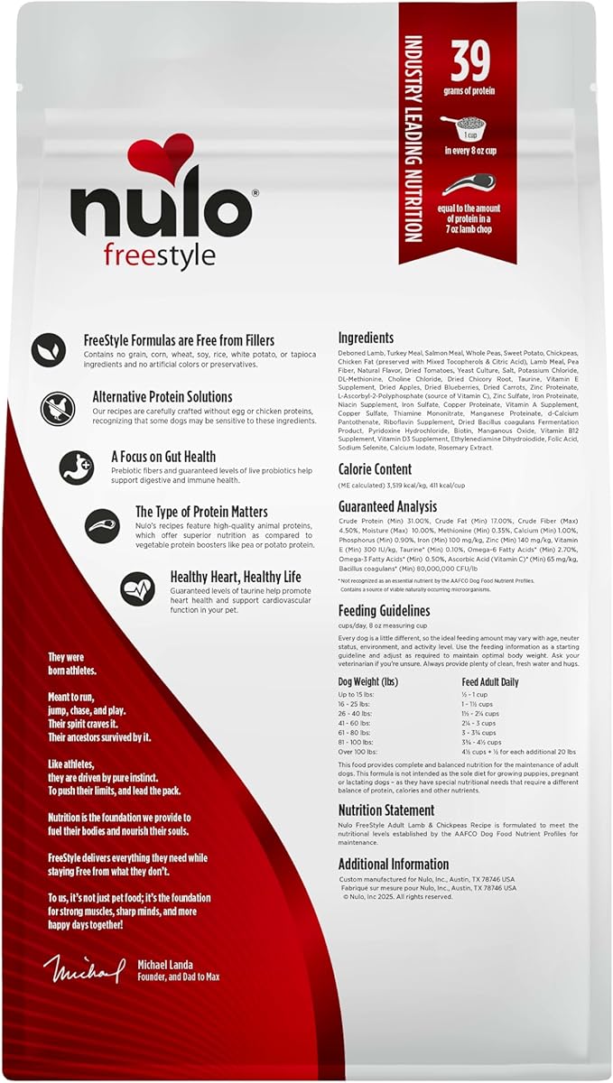 Nulo Freestyle Adult Dog Food, Premium All Natural Grain-Free Dry Small Kibble Dog Food, with BC30 Probiotic for Healthy Digestion, and High Animal-Based Protein with no Chicken or Egg Alternatives