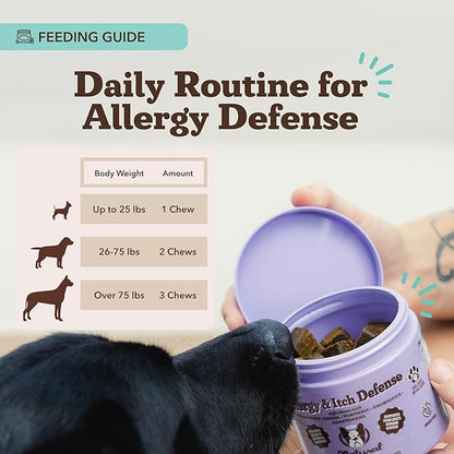 Natural Dog Company Allergy & Itch Defense Chews – Supports Seasonal Allergy, Itch, Skin, Coat & Immune Health, Gut Health with Probiotics, Colostrum & Salmon Oil, Grain-Free Dog Supplement, 90 ct