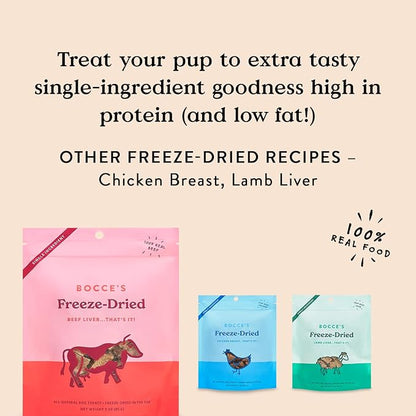 Bocce's Bakery Beef Liver Freeze-Dried Treats, 3 oz, All-Natural, Made in USA, Dog Treats