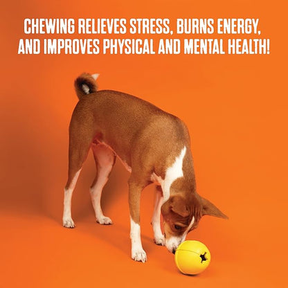 BULLYMAKE Yellow Toss N' Treat Cheeseburger Toy for Dogs, Durable Rubber Dog Toys for Aggressive Chewers, Dental Stimulating, Treat Dispensing, Boredom Busting, Pet Supplies, Made in USA