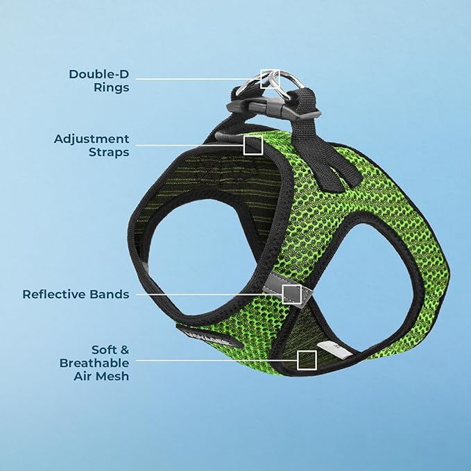 Best Pet Supplies Voyager Step-in Air Harness - All Weather Mesh, Reflective, No Pull Harness for Dogs, Cats - Secure with Hook & Loop Fastener, Buckle, Double D-Rings - Lime Green 2-Tone, S