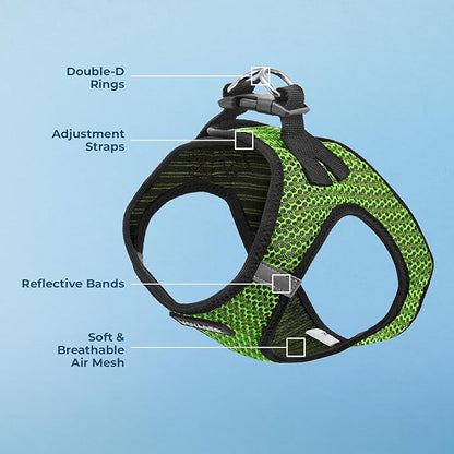 Best Pet Supplies Voyager Step-in Air Harness - All Weather Mesh, Reflective, No Pull Harness for Dogs, Cats - Secure with Hook & Loop Fastener, Buckle, Double D-Rings - Lime Green 2-Tone, S