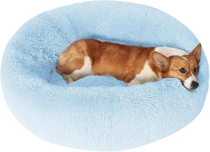 JOLLYVOGUE Dog Beds Large Sized Dog, 36 inches Calming Soft Anti-Anxiety Donut Dogs Bed, Washable Round Fluffy Cushion for Large Pets, Fits up to 80 lbs Pets
