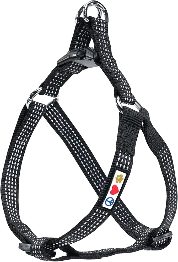 Pawtitas Reflective Step-in Dog Harness – Adjustable No-Pull Vest for Puppies to Seniors, Safe & Comfortable, XS Black