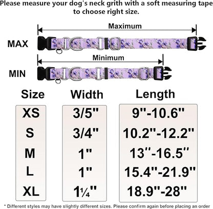 Purple Martingale Dog Collars for Medium Dogs with Buckle Floral Pattern Nylon Dog Collar (Purple Lily, Medium)