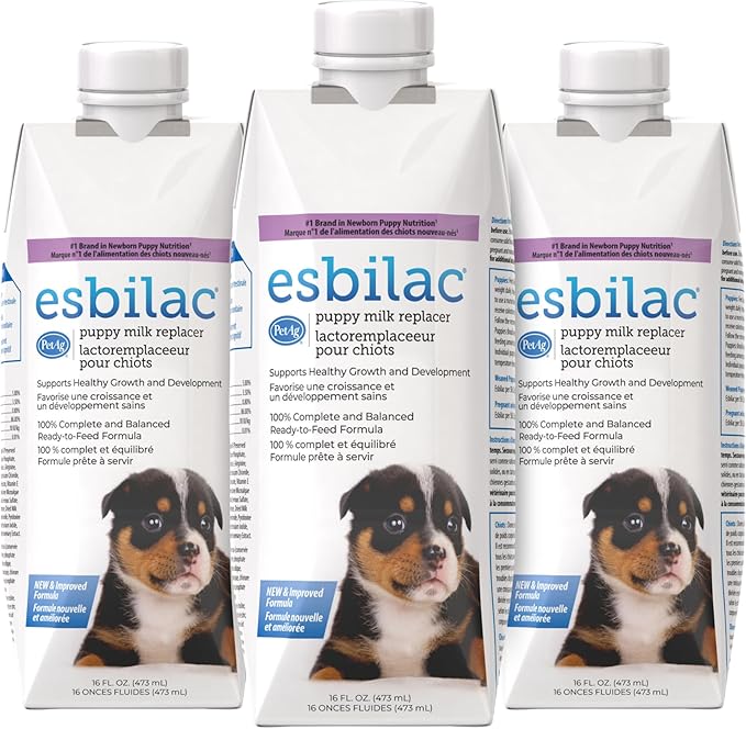 PetAg Esbilac Puppy Milk Replacer Liquid - 16 oz, Pack of 3 - Resealable, Ready-to-Feed Formula with Vitamins for Newborn Puppies to 1 year- Easy to Digest - Storable & Portable