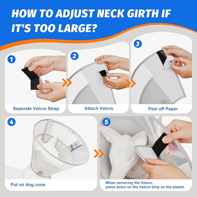 Dog Cone Collar with Soft Liner to Stop Licking, Elizabeth Recovery Collar After Surgery for Large Medium Dogs, Comfortable Pet Head Cone Alternative for Neutering Spay Injury (S)