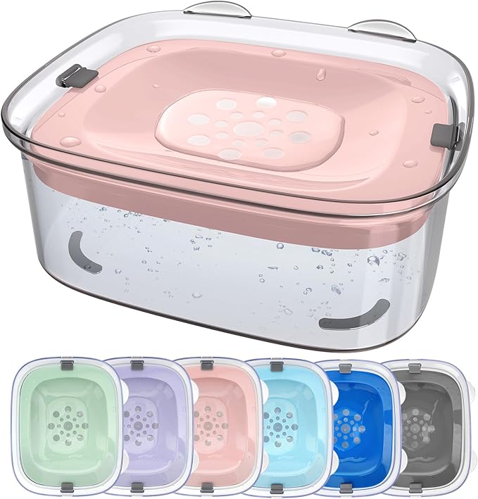 AONKEY 3L Dog Water Bowl No Spill, 101oz Large Spill Proof Dog Bowl Reduce Refill, Anti Splash No Mess Dispenser Dripless Slow Drinking Water Bowl for Sloppy Messy Drinkers (Pink)