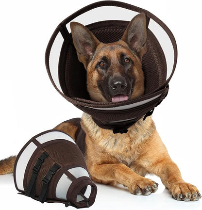 Dora Bridal Dog Cone Collar for Extra Large Dogs After Surgery, Soft Comfy Recovery Pet Cone Alternative, Adjustable Elizabethan Collar for Dogs to Stop Licking, Brown,XL