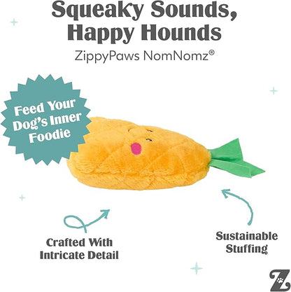 ZippyPaws NomNomz - Dog Squeaky Toys to Keep Them Busy, Funny Food Plush for Small & Medium Dogs, Cute Stuffed Puppy Toy, Pet Products, Gift for Dogs of All Breeds, Soft and Cuddly - Pineapple