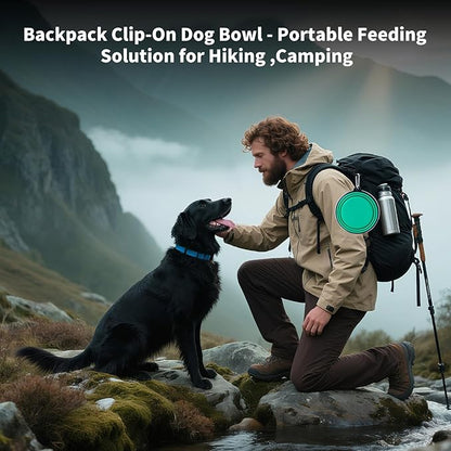 SLSON Dog Bowls Pet Collapsible Bowl with Cover Lids,2 Pack Dog Travel Bowls Portable Foldable Cat Water Dish Bowl for Pets Walking Parking Camping (Light Blue and Green, Medium)