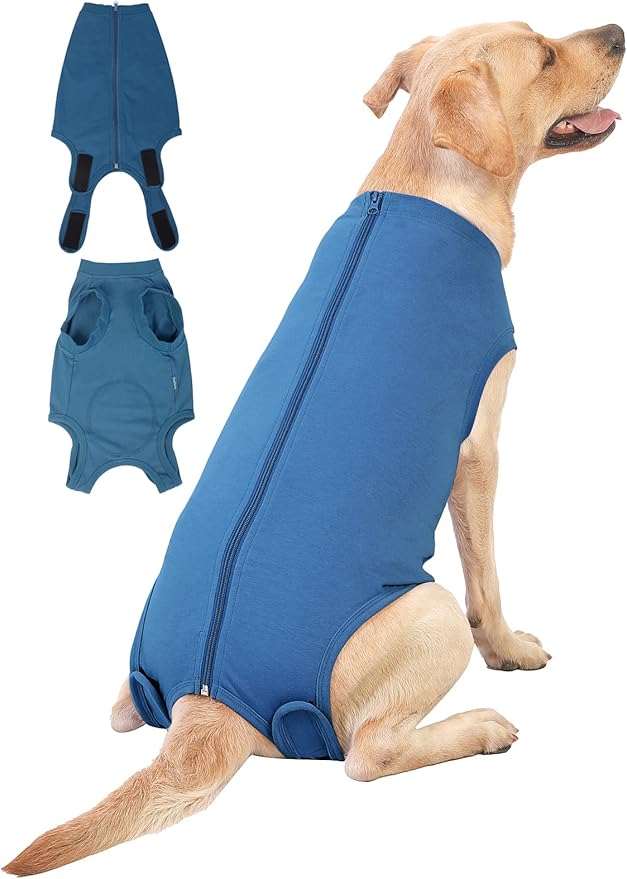 Dog Surgery Recovery Suit - After Spay, Abdominal Wounds Post Surgical Recovery, Anti Licking Breathable Dog Onesies for Small, Medium & Large Pet, Alternative Bandages Cone E-Collar