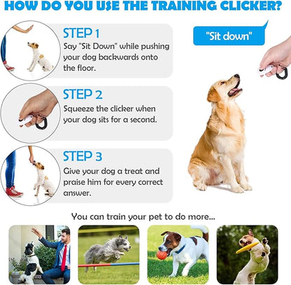 OYEFLY Dog Training Clicker with Wrist Strap Durable Lightweight Easy to Use, Pet Training Clicker for Cats Puppy Birds Horses. Perfect for Behavioral Training 2-Pack (Red and Blue)