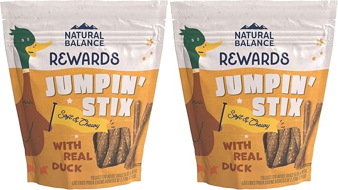 Natural Balance Limited Ingredient Rewards Jumpin' Stix, Grain-Free Dog Treats for Adult Dogs of All Breeds, Duck Recipe, 4 Ounce (Pack of 2)