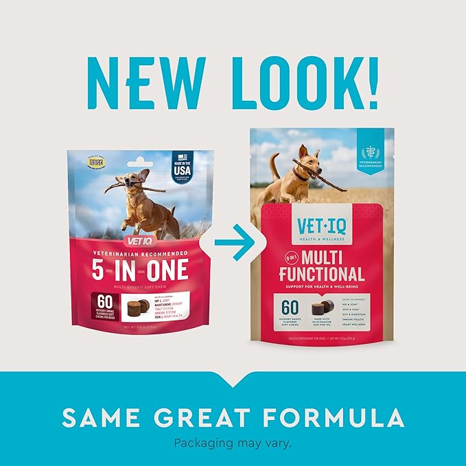 VetIQ 8-in-One Multifunctional Supplement for Dogs, Supports Hip & Joint, Urinary Tract, Immune System, Skin Health and Heart Health, Soft Chews, Made in The USA, (Pack of 120)
