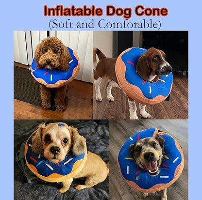 Inflatable Dog Cone Collar After Surgery, Soft Dog Neck Donut Collar, Blow up Donut E-Collar for Small Medium Large Dogs and Cats, Dogs Recovery Cone Alternative