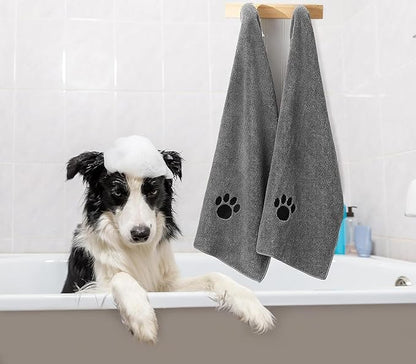 Puomue Microfiber Dog Towels for Drying Dogs, Super Absorbent and Soft Pet Grooming Towel, 40 Inch X 23.6 Inch, Perfect for Large, Medium or Small Dogs (Grey, 40''X23.6'' - 2pack)