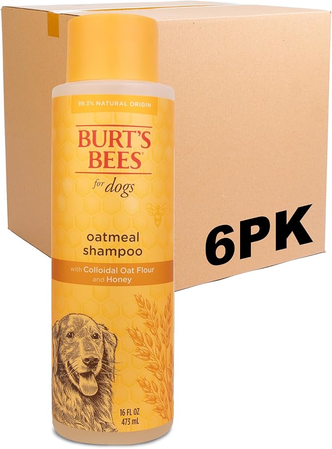 Burt’s Bees for Pets Oatmeal Dog Shampoo with Honey, Soothing Dog Shampoo for Itchy and Sensitive Skin, pH Balanced Formula that Gently Cleans and Moisturizes Dog Coats, 16 Fl Oz - 6 Pack
