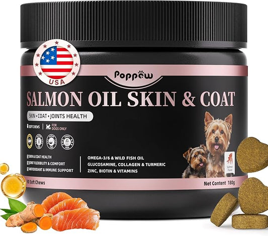 Salmon Oil for Dogs Skin & Coat, 13 in 1 Wild Alaskan Fish Oil for Dogs - Omega 3 EPA & DHA & ALA Fatty Acids, Dog Allergy Relief Chews, Joint & Immune Support, 90 Count, Salmon Flavor, Soft Chews