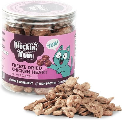 Freeze-Dried Chicken Hearts Cat Treats 2oz – Single Ingredient, Grain-Free, Gluten-Free, Filler-Free Freeze Dried Food Toppers
