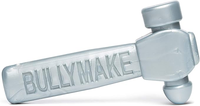BULLYMAKE Silver Tough Chew Hammer Toy for Dogs, Durable Nylon Dog Toys for Aggressive Chewers, Dental Stimulating, Tough Chew, Boredom Busting, Pet Supplies, Made in USA